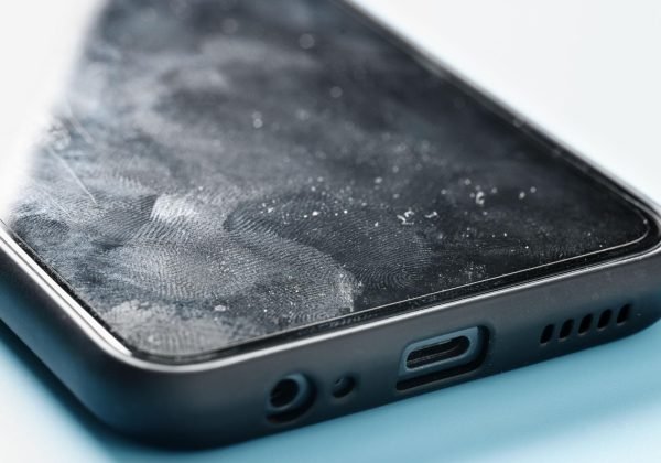 screen surface with fingerprints and pollution